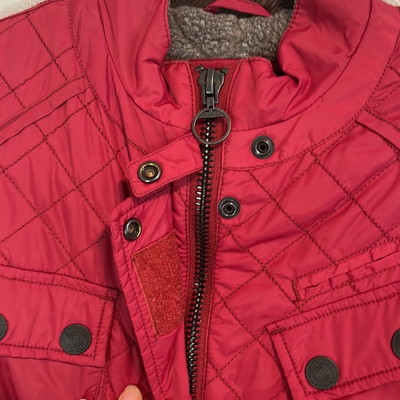 Superdry Motorbike Japan Womens Red Quilted Jacket Fleece Lined Size Medium - Picture 6 of 15